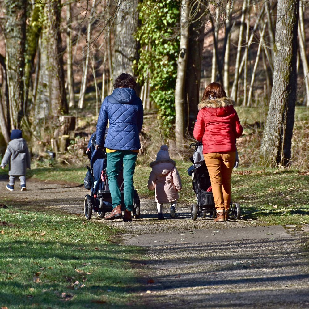 a family walking in the park
